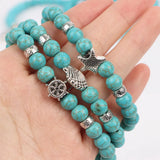 Bohemian Turquoise Stone Beads Bracelet With Pendant Bangle