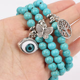 Bohemian Turquoise Stone Beads Bracelet With Pendant Bangle