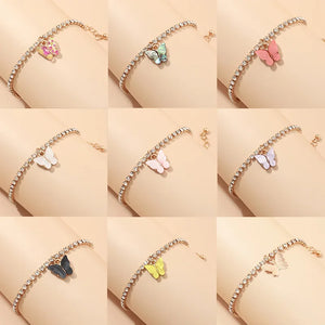 Women's Pink Crystal Butterfly Bracelet