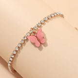 Women's Pink Crystal Butterfly Bracelet
