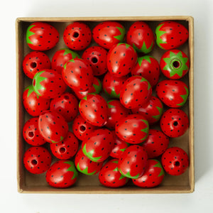 10-20Pcs Strawberry Watermelon Fruit Wooden Beads DIY Pendant Earring