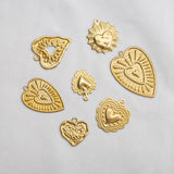 Raw Brass Heart Charms Pendant for DIY Jewelry Making