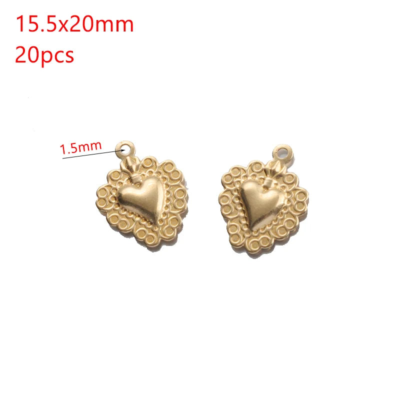 Raw Brass Heart Charms Pendant for DIY Jewelry Making