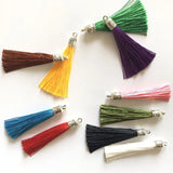 6cm Silk Tassel Earrings Charm Silver End Caps Tassels Crafts