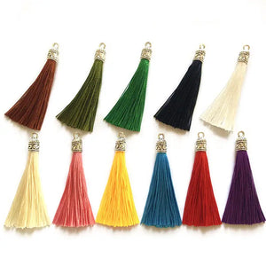 6cm Silk Tassel Earrings Charm Silver End Caps Tassels Crafts