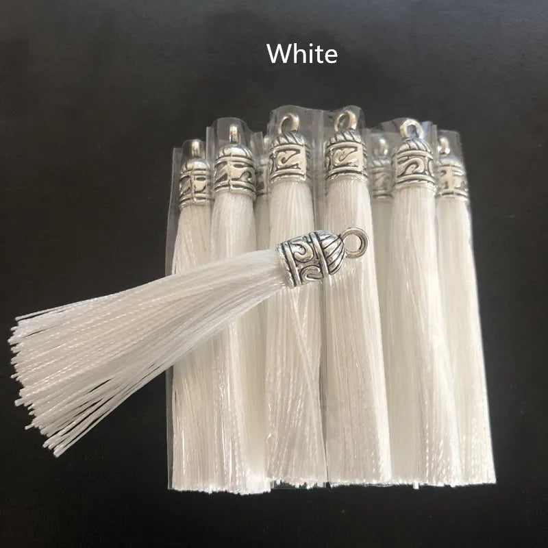 6cm Silk Tassel Earrings Charm Silver End Caps Tassels Crafts
