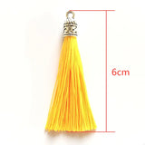 6cm Silk Tassel Earrings Charm Silver End Caps Tassels Crafts