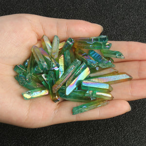 10/20pcs Titanium Coated Quartz Crystal Beads Top Drilled Raw Stick Loose Spacer