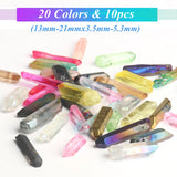 10/20pcs Titanium Coated Quartz Crystal Beads Top Drilled Raw Stick Loose Spacer