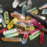 10/20pcs Titanium Coated Quartz Crystal Beads Top Drilled Raw Stick Loose Spacer