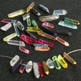 10/20pcs Titanium Coated Quartz Crystal Beads Top Drilled Raw Stick Loose Spacer