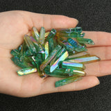 10/20pcs Titanium Coated Quartz Crystal Beads Top Drilled Raw Stick Loose Spacer