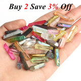 10/20pcs Titanium Coated Quartz Crystal Beads Top Drilled Raw Stick Loose Spacer