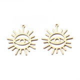 10-20pcs Raw Brass Sun Eye Charms Pendant DIY Jewelry Findings Making