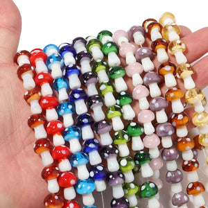 Mixed Colors Lampwork Mushroom Beads Glass Beads For DIY Jewelry Making