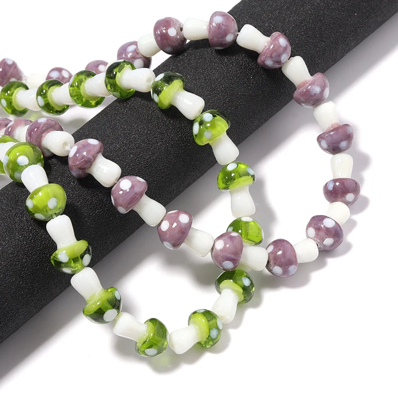 Mixed Colors Lampwork Mushroom Beads Glass Beads For DIY Jewelry Making