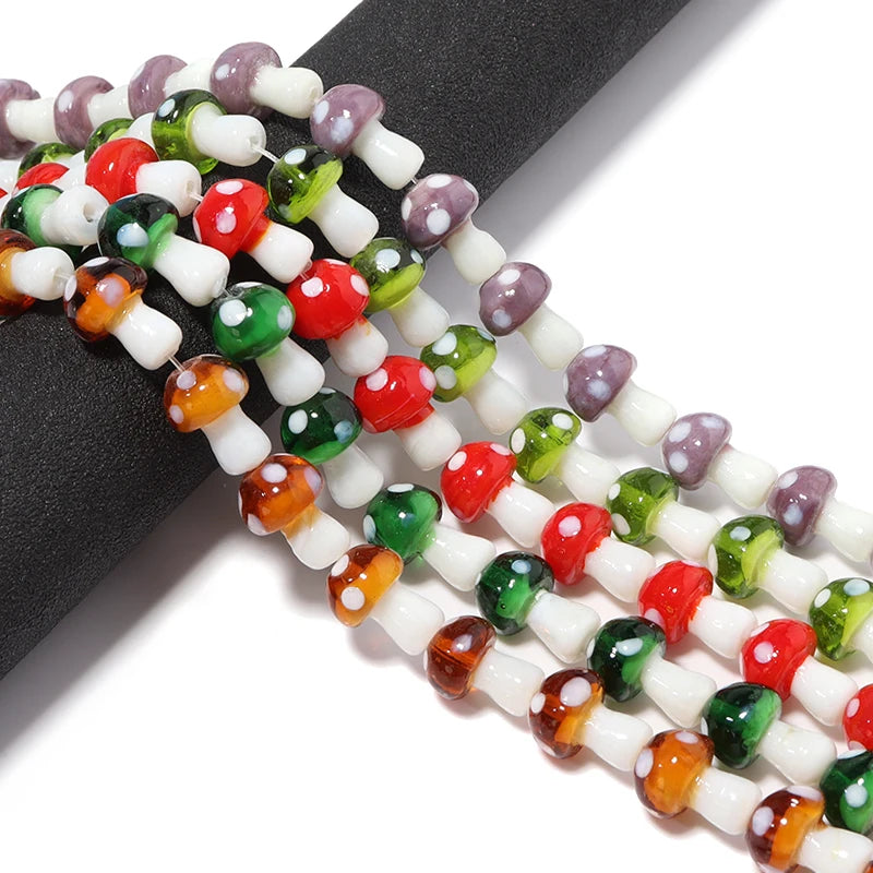 Mixed Colors Lampwork Mushroom Beads Glass Beads For DIY Jewelry Making
