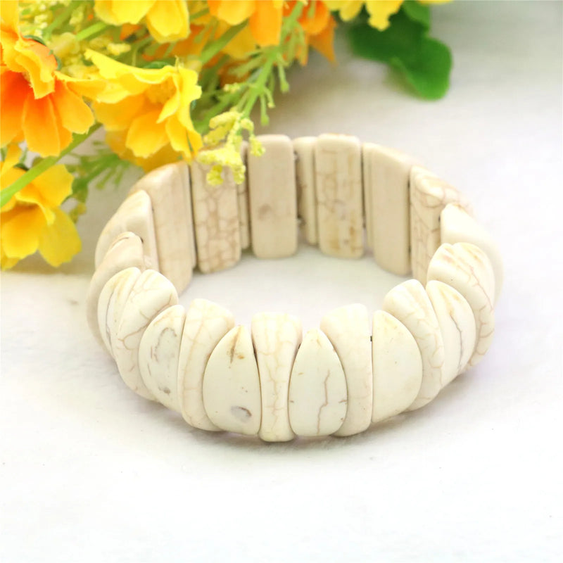 10-24mm 8-27mm Turquoise Howlite Stone Bracelet Elastic Hand Jewelry