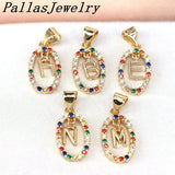 Rainbow CZ Initial Letter Charms for Jewelry Making, Necklace Making