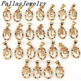 Rainbow CZ Initial Letter Charms for Jewelry Making, Necklace Making