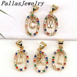 Rainbow CZ Initial Letter Charms for Jewelry Making, Necklace Making