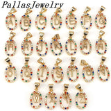 Rainbow CZ Initial Letter Charms for Jewelry Making, Necklace Making