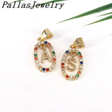 Rainbow CZ Initial Letter Charms for Jewelry Making, Necklace Making