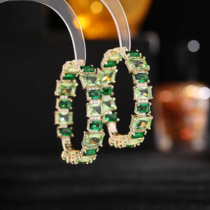 Colorful CZ Circle Earrings Plated Jewelry