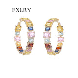 Colorful CZ Circle Earrings Plated Jewelry