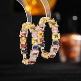 Colorful CZ Circle Earrings Plated Jewelry