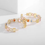 Colorful CZ Circle Earrings Plated Jewelry