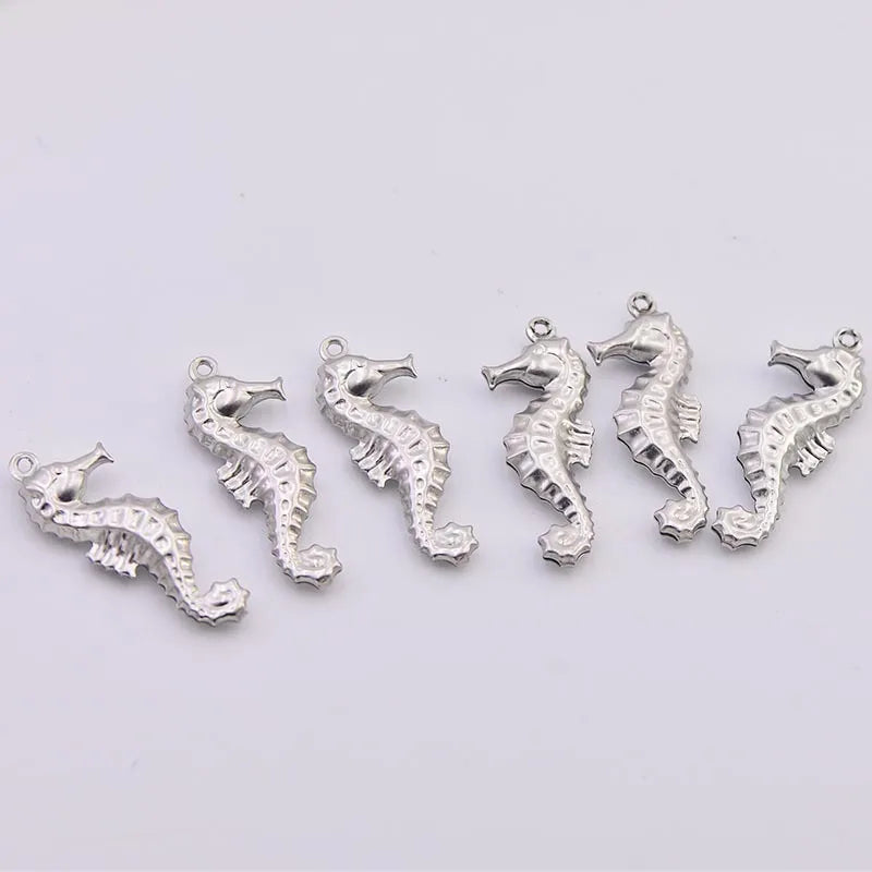 27mm Sea Horse Hollow Charms Silver DIY Jewelry Findings