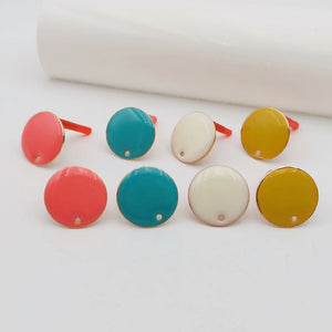 Mixed DIY Enamel Earrings Set Stainless Steel Round Stud Ear Hoop Base Making
