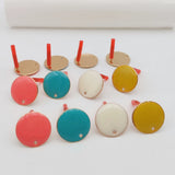 Mixed DIY Enamel Earrings Set Stainless Steel Round Stud Ear Hoop Base Making