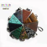 Natural Stone Triangle Pendants Pendulum Crystal Chakra Healing Reiki Beads