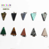 Natural Stone Triangle Pendants Pendulum Crystal Chakra Healing Reiki Beads