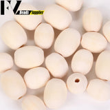 Natural Wood Beads Oval Spacer Wooden Charms Beads For Jewelry Making DIY Crafts