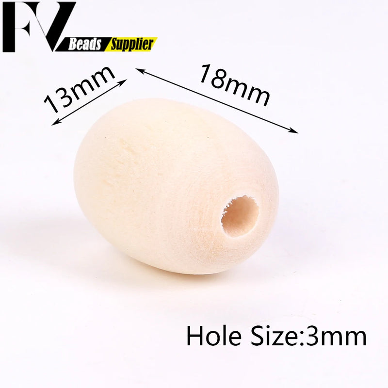 Natural Wood Beads Oval Spacer Wooden Charms Beads For Jewelry Making DIY Crafts