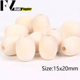 Natural Wood Beads Oval Spacer Wooden Charms Beads For Jewelry Making DIY Crafts
