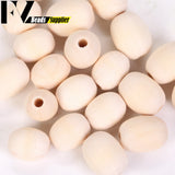Natural Wood Beads Oval Spacer Wooden Charms Beads For Jewelry Making DIY Crafts