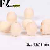 Natural Wood Beads Oval Spacer Wooden Charms Beads For Jewelry Making DIY Crafts