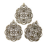 30pc Bronze Filigree Flower Charms Pendants 58x48mm