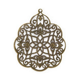 30pc Bronze Filigree Flower Charms Pendants 58x48mm