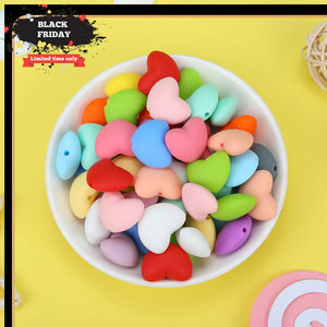 Heart Silicone Beads Teether Chewable BPA Newborn Nursing Baby Pearl