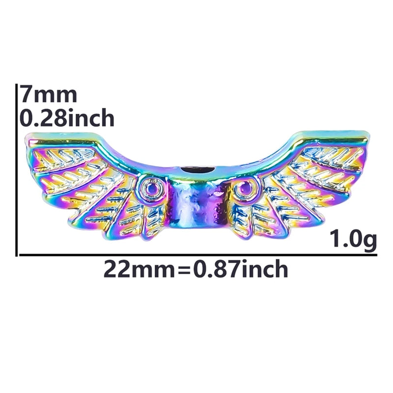 Rainbow Angel Wings Spacer Beads Charms For Jewelry Making DIY Keychain