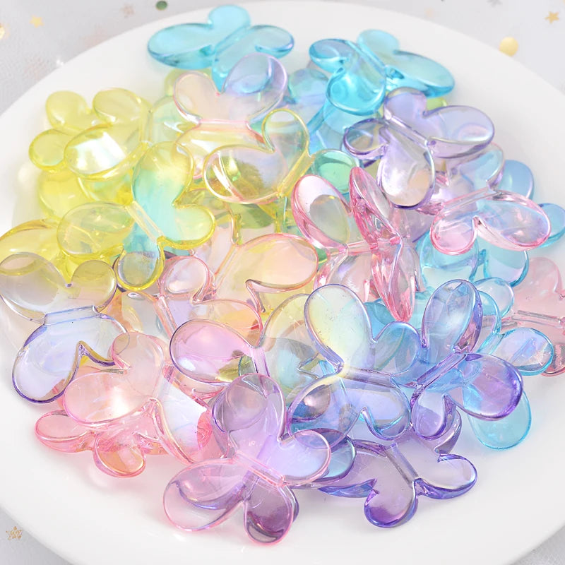 10-30Pcs Butterfly Acrylic Beads 21x30mm Spacer Loose Beads For Jewelry DIY