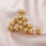 14K Plated Brass Filigree Ball Beads for DIY Jewelry Making