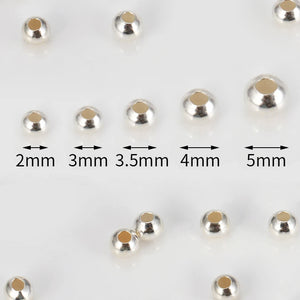 925 Sterling Silver Round Beads Spacer for Jewelry Making
