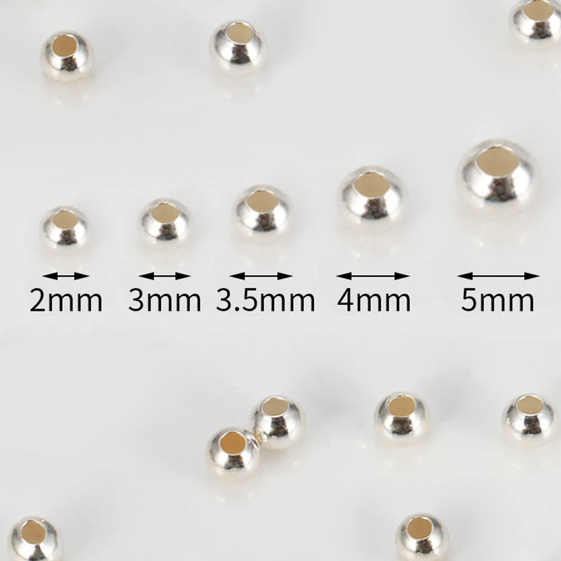 925 Sterling Silver Round Beads Spacer for Jewelry Making