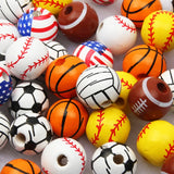 Natural Wood Beads Sports Basketball Baseball Tennis Beads 16mm